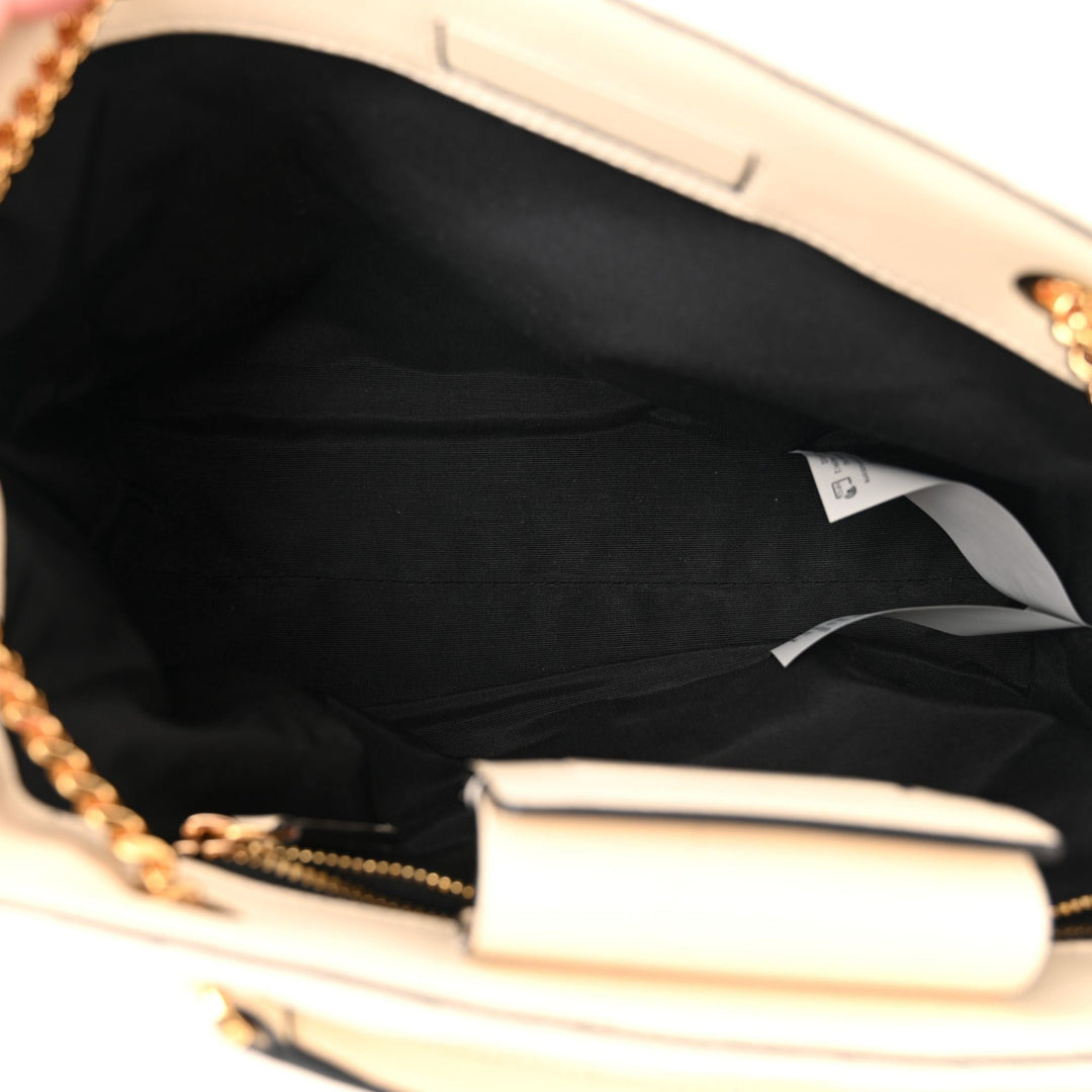 Versace La Medusa Nappa Quilted Beige Leather Large Tote Bag