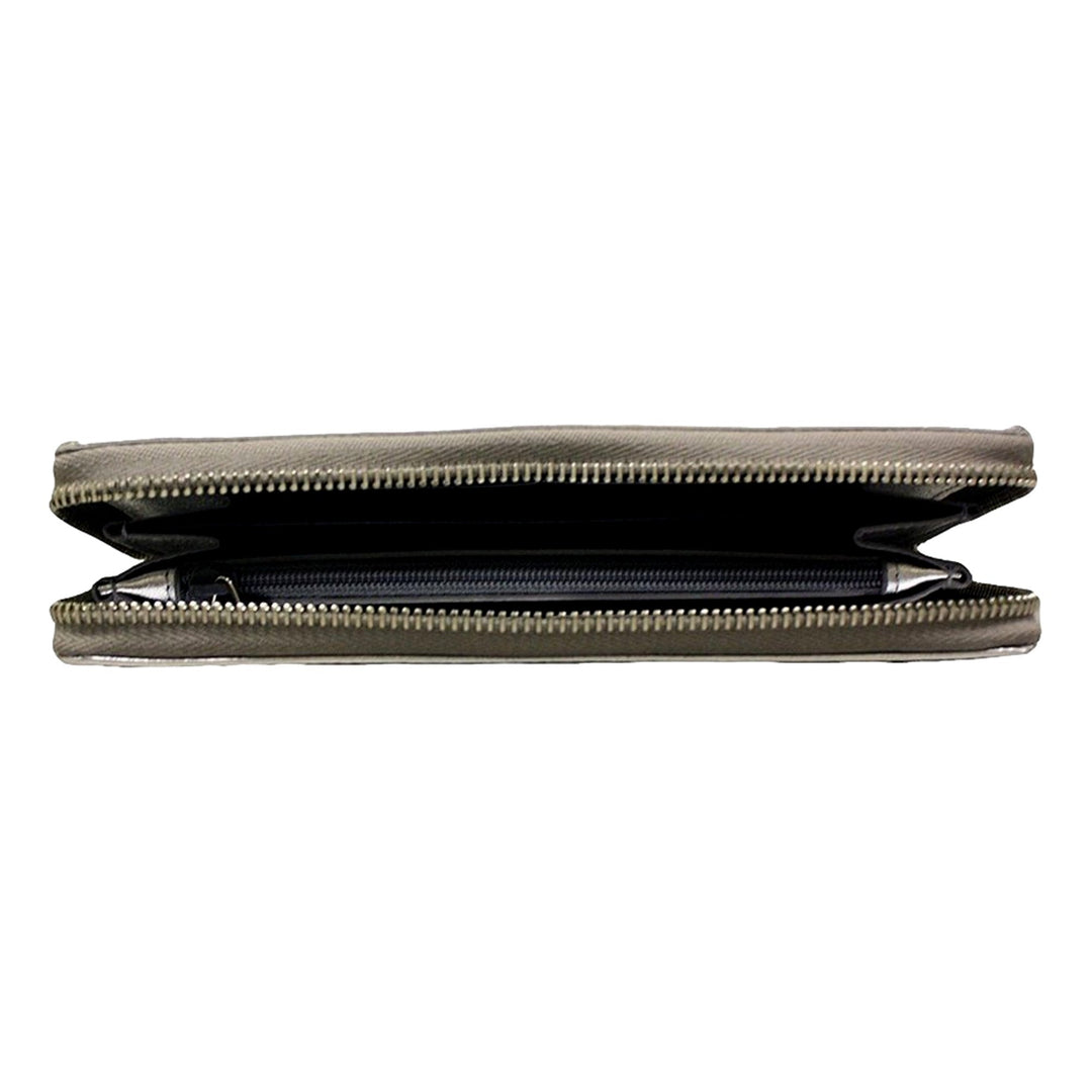 Yves Saint Laurent Wallet YSL Belle du Jour Silver Leather Zip Wallet