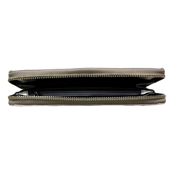 Yves Saint Laurent Wallet YSL Belle du Jour Silver Leather Zip Wallet